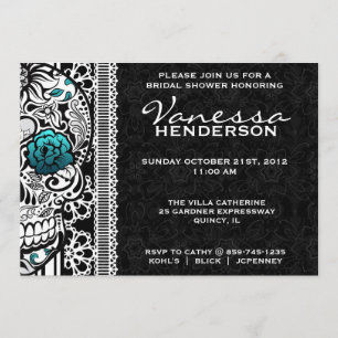 Fancy Lace Sugar Skull Day of the Dead Invite