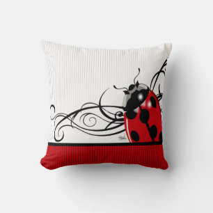 Fancy Ladybug red Throw Pillow