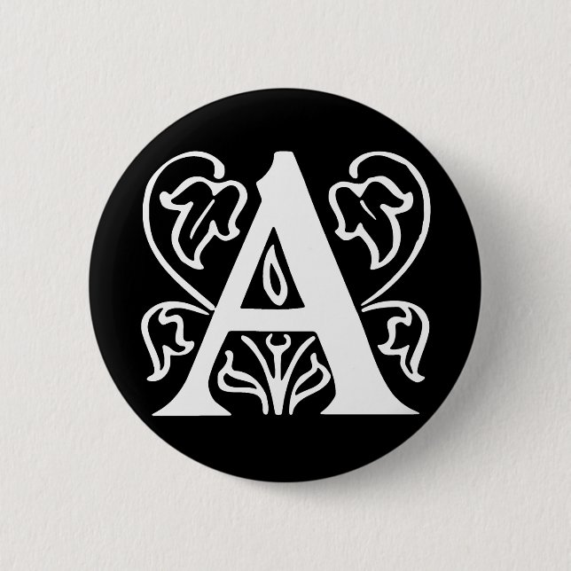 Fancy Letter A 2 Inch Round Button (Front)