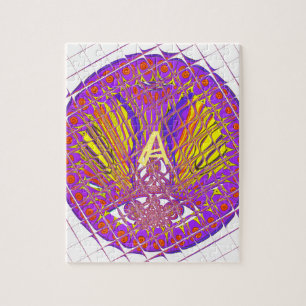 Fancy Letter A Beautiful Plum Amazing Colourful Jigsaw Puzzle