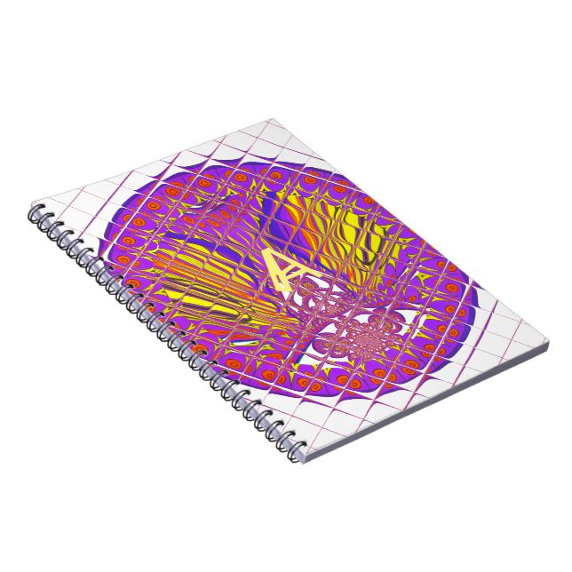 Fancy Letter A Beautiful Plum Amazing Colourful Notebook (Right Side)