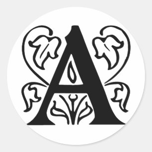 Fancy Letter A Classic Round Sticker