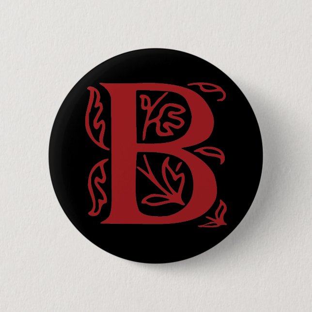 Fancy Letter B 2 Inch Round Button (Front)