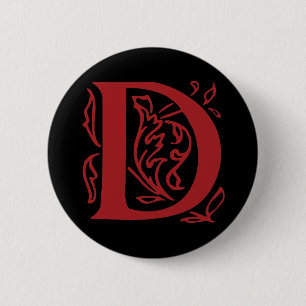 Fancy Letter D 2 Inch Round Button
