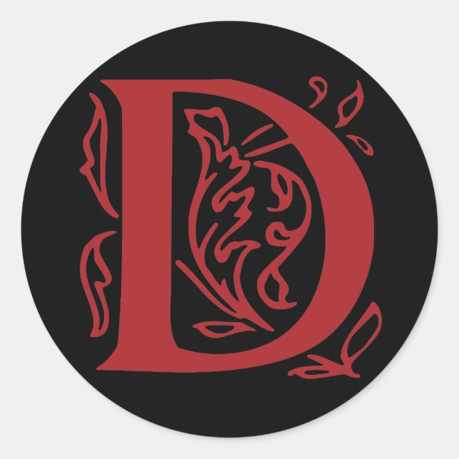 Fancy Letter D Classic Round Sticker (Front)