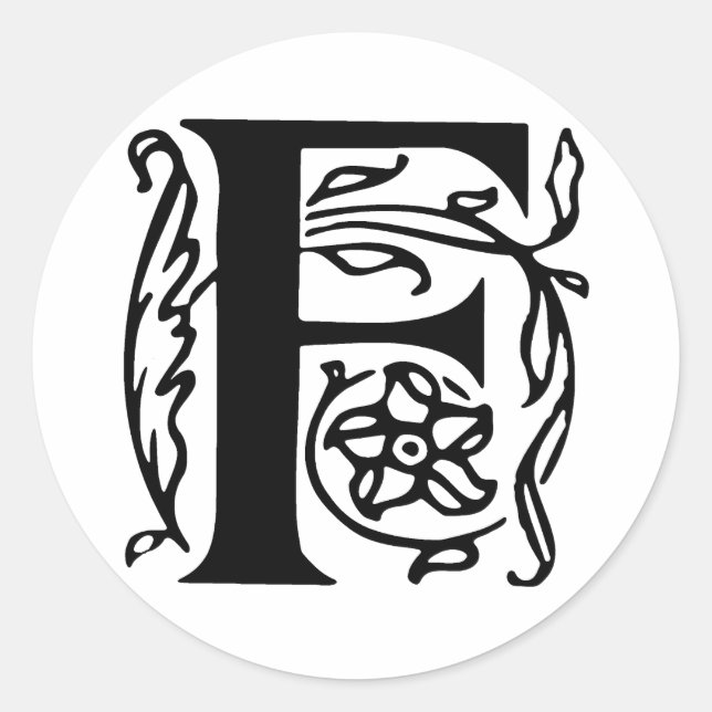 Fancy Letter F Classic Round Sticker (Front)