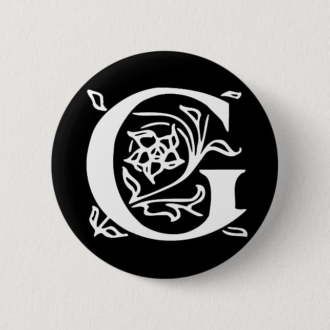 Fancy Letter G 2 Inch Round Button (Front)