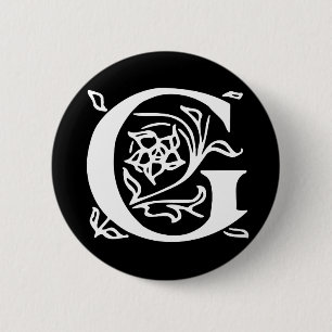 Fancy Letter G 2 Inch Round Button