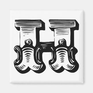Fancy letter H square magnet