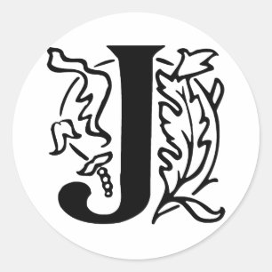 Fancy Letter J Classic Round Sticker