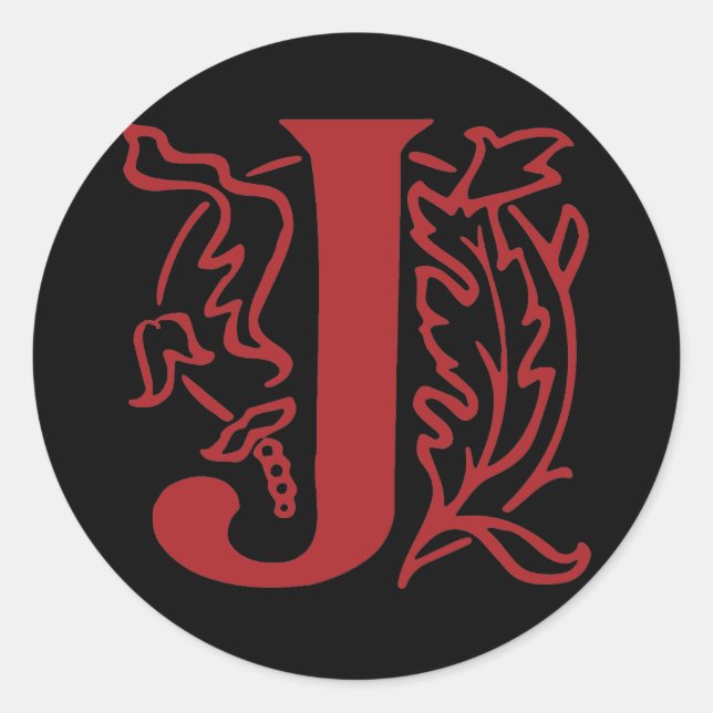 Fancy Letter J Classic Round Sticker (Front)