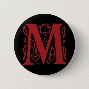 Fancy Letter M 2 Inch Round Button