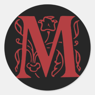Fancy Letter M Classic Round Sticker
