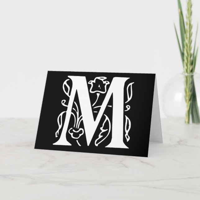 Fancy Letter M Note Card (Front)