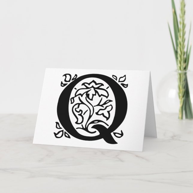 Fancy Letter Q Note Card (Front)