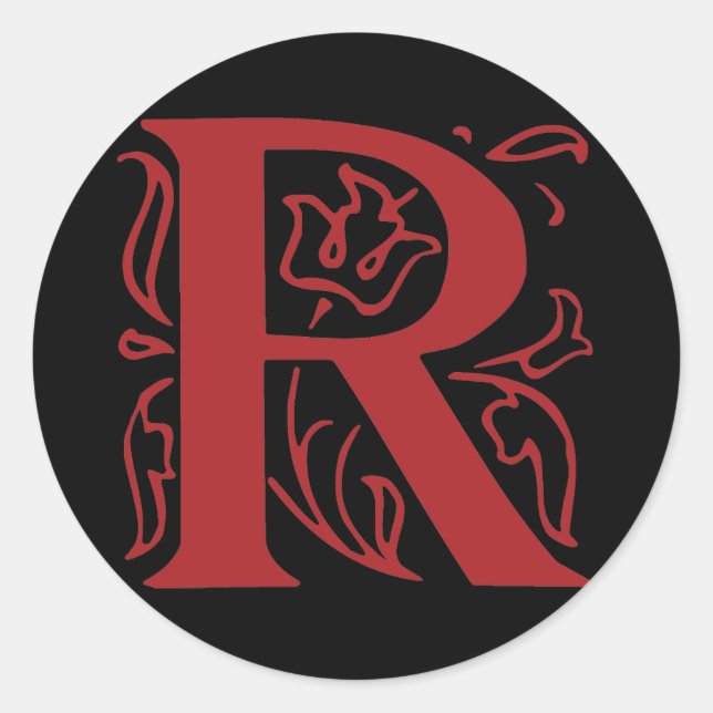 Fancy Letter R Classic Round Sticker (Front)