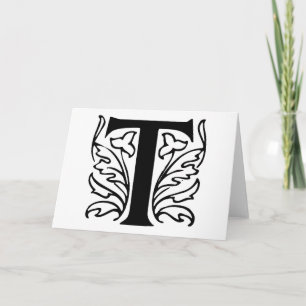Fancy Letter T Note Card