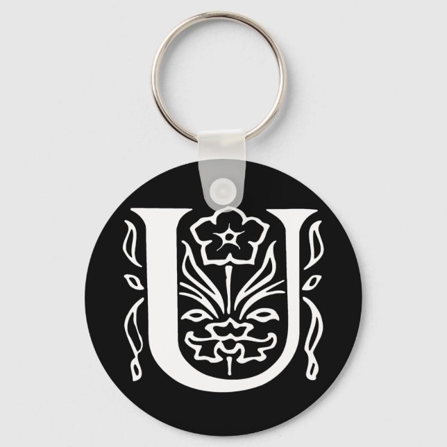 Fancy Letter U Keychain (Front)