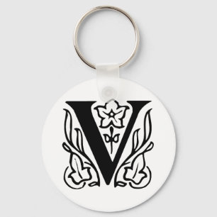 Fancy Letter V Keychain