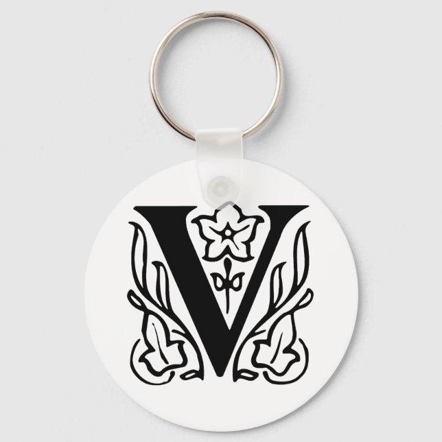 Fancy Letter V Keychain (Front)