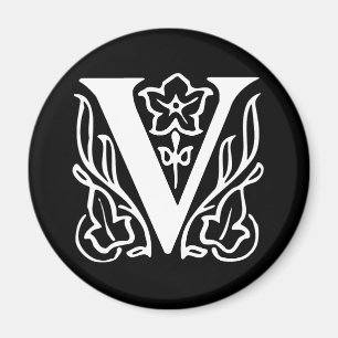 Fancy Letter V Magnet