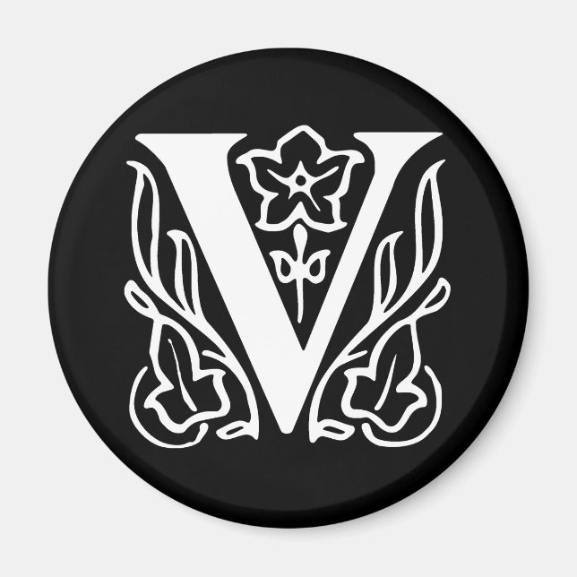 Fancy Letter V Magnet (Front)