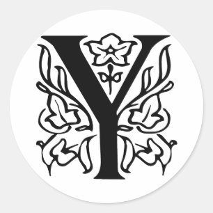 Fancy Letter Y Classic Round Sticker