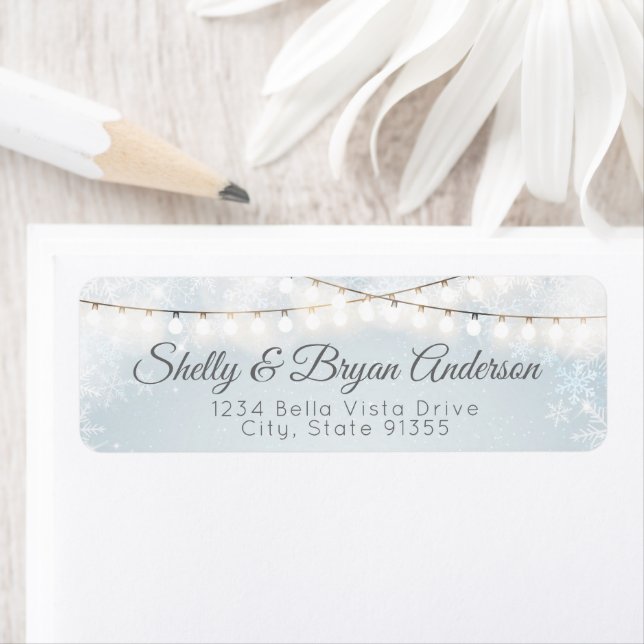 Fancy Lights & Snowflakes Return Address Label (Insitu)