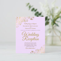 Fancy Lilac & Gold Wedding Reception BUDGET Invite