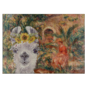 Fancy Llama and Renoir's Farmhouse  Cutting Board