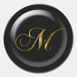 Fancy M Monogram Classic Round Sticker