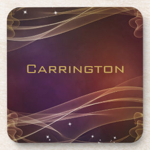 Fancy Maroon Background with Wispy Gold Accents Coaster