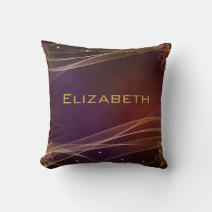 Fancy Maroon Background with Wispy Gold Accents Throw Pillow