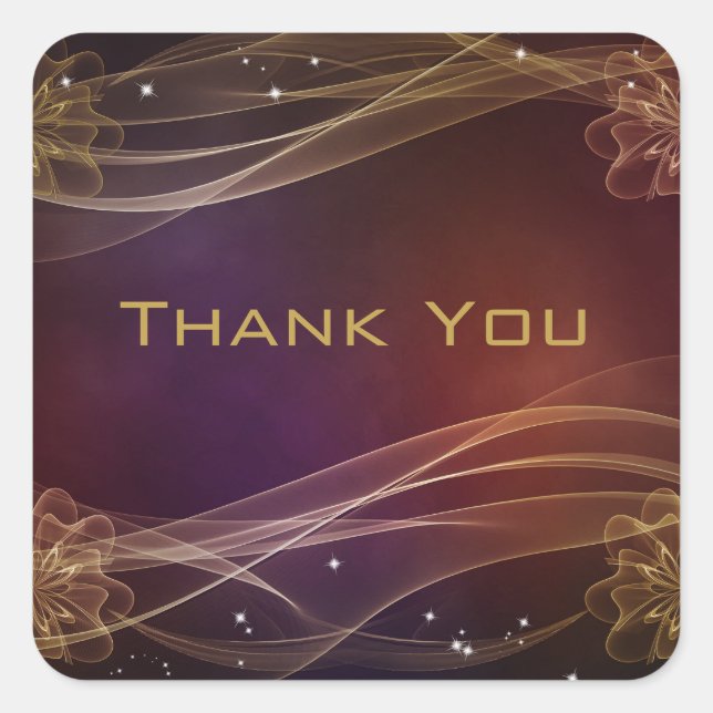 Fancy Maroon design with Gold Accents Thank You Square Sticker (Front)
