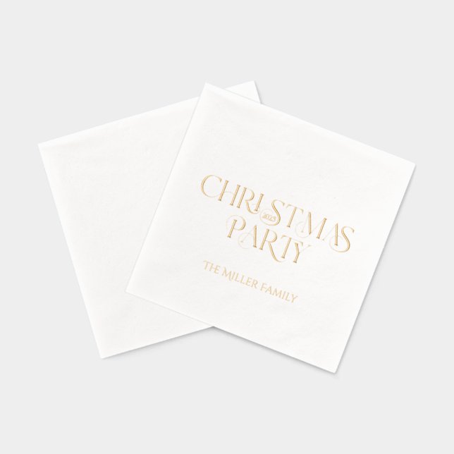 Fancy Merry Christmas Retro Typography Foil Napkins (Back)