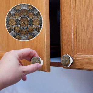 Fancy Metal Coined Ceramic Knob