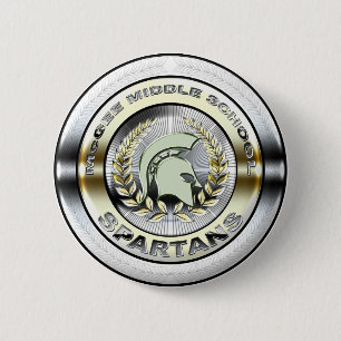 Fancy Metallic Spartan Logo #1 2 Inch Round Button
