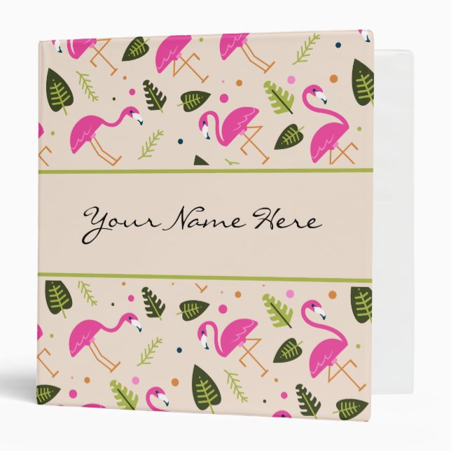 Fancy Modern Hot Pink Flamingos Wedding Theme Binder (Front/Inside)