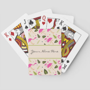 Fancy Modern Hot Pink Flamingos Wedding Theme Playing Cards