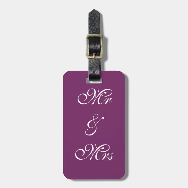 Fancy Modern Mr. & Mrs. Luggage Tag (Front Vertical)