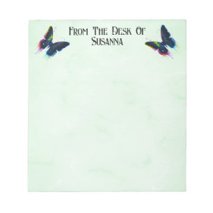 Fancy Modern Script Butterfly Personalized Name Notepad