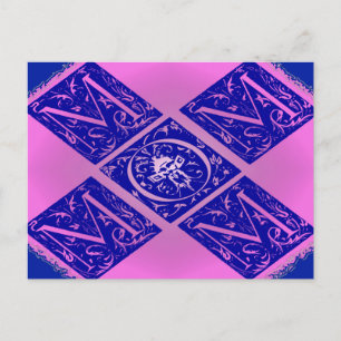 Fancy Mom Text in Blue and Purple Postcard