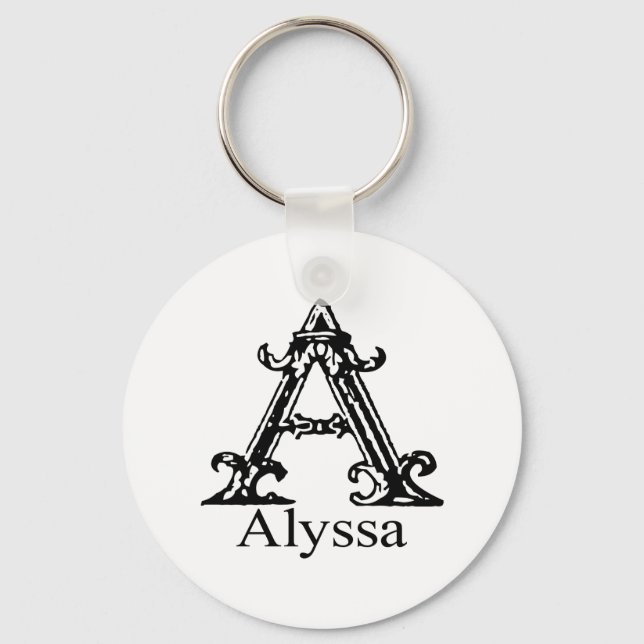 Fancy Monogram: Alyssa Keychain (Front)