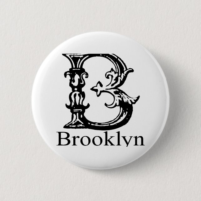 Fancy Monogram: Brooklyn 2 Inch Round Button (Front)