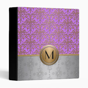 Fancy Monogram Design Periwinkle Purple Gold Binder