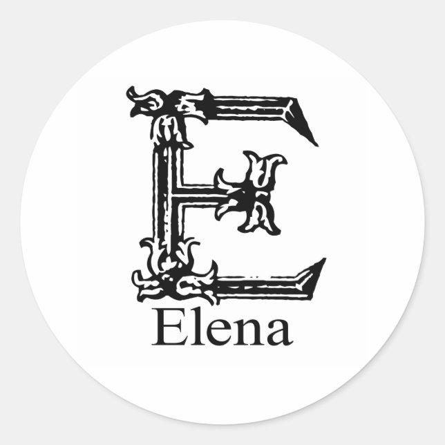 Fancy Monogram: Elena Classic Round Sticker (Front)