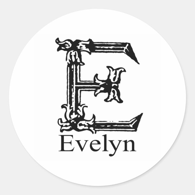 Fancy Monogram: Evelyn Classic Round Sticker (Front)
