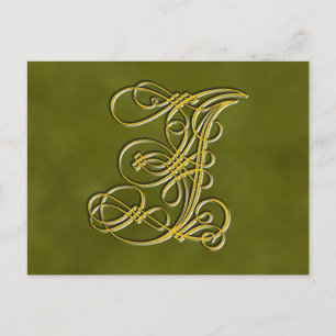 Fancy Monogram Letter I, Customize Colour Postcard
