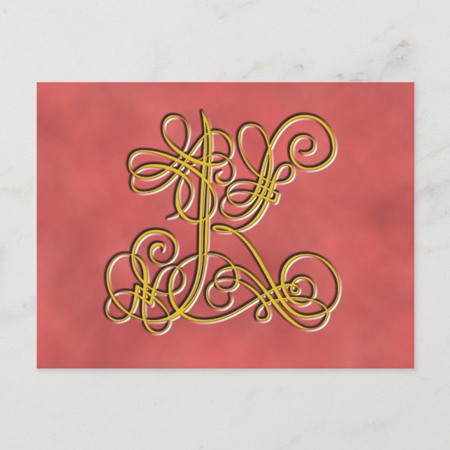 Fancy Monogram Letter K, Customize Colour Postcard (Front)