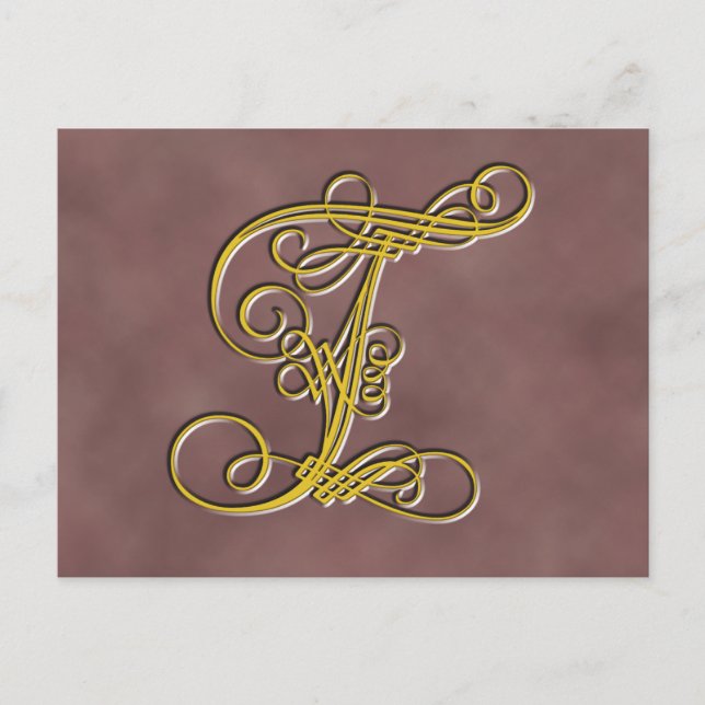 Fancy Monogram Letter T Postcard (Front)